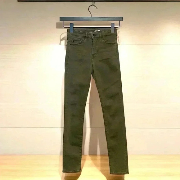 &Denim Olive Green Shaping Skinny  Midrise Jean 26 by 30 - Picture 3 of 7